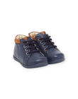 Navy smooth leather booties with thin sole PUBOTICHIC / 22XK3873D0F070