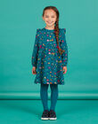 Duck blue dress in twill with flowery print child girl MATUROB1 / 21W901K2ROB714