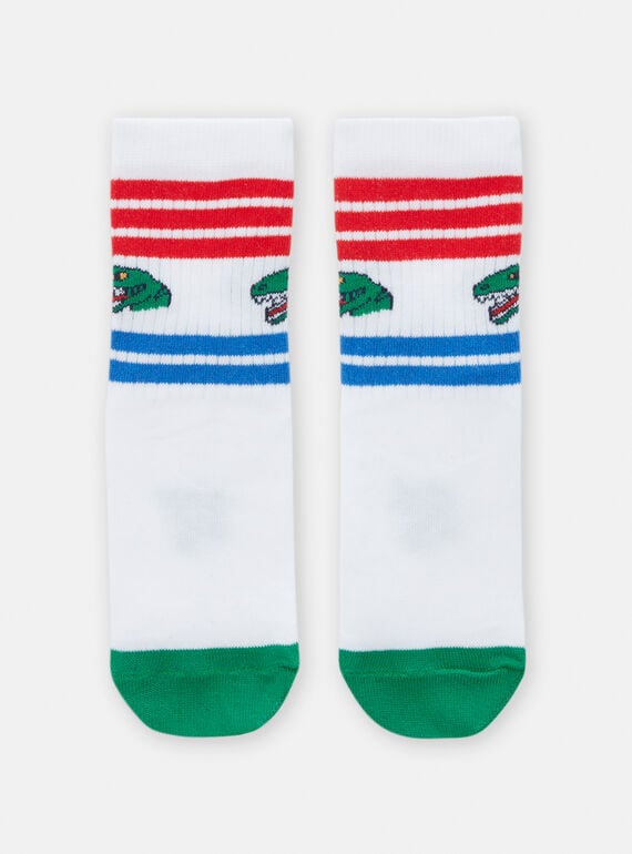White sport socks with dinosaur heads for boys TYOJOCHOS / 24SI0284SOQ000