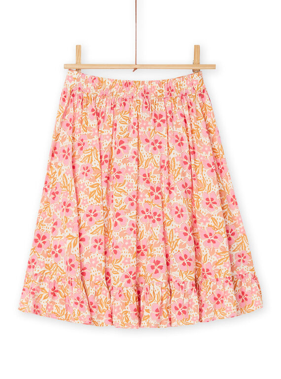 Pink skirt with floral print RASUMJUP / 23S901Y1JUP003