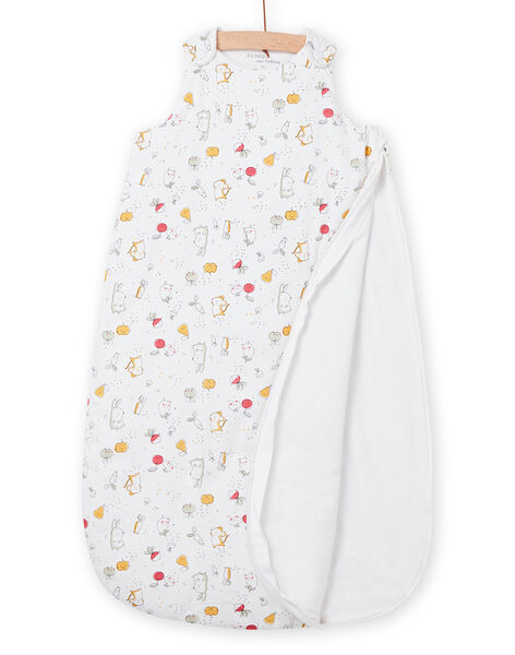 White baby sleeping bag with animal and fruit prints NOU2GIG / 22SF4251TUR000