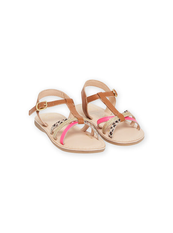 Spartan sandals with leopard print strap child girl NASANDPAULINE / 22KK354ID0E804