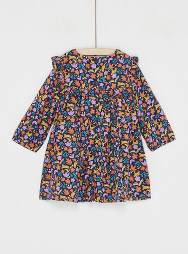 Navy blue and orange floral print dress Navy blue and orange floral print dress SILINROB1 / 23WG09H1ROBJ912