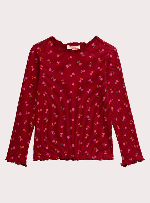  Heart flower print T-shirt for girls  VAJOUTEE3 / 24W901J2TMLF529
