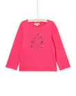 Pink long sleeve tiger animation t-shirt PAJOYTEE7 / 22W901BATMLD320