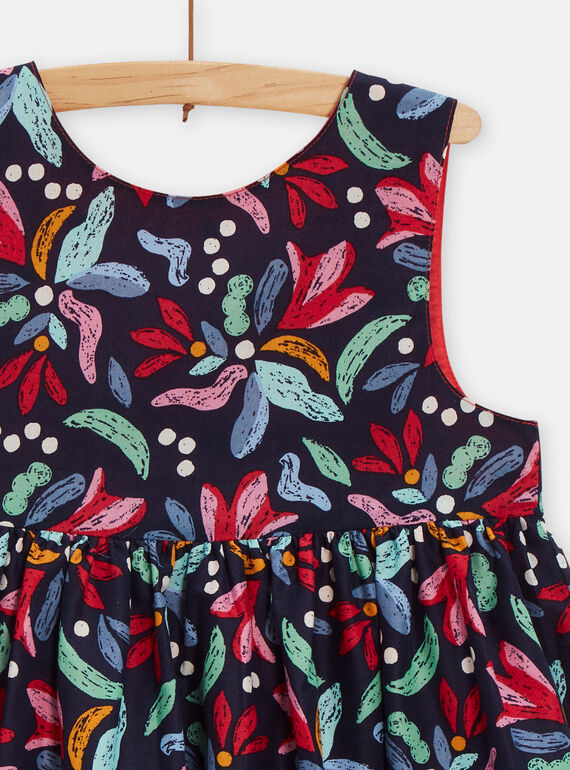 Girl's blue and red reversible dress with scalloped back TACLUROB1 / 24S901O1ROBC211