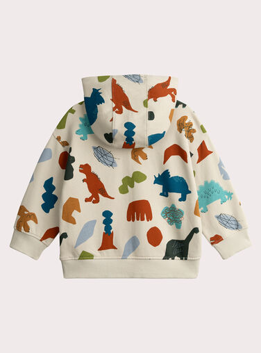 Dinosaur print ecru hoodie for boys  VOKLISWE2 / 24W90242SWE632