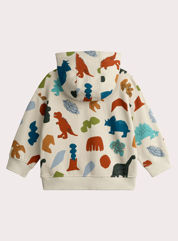 Dinosaur print ecru hoodie for boys  VOKLISWE2 / 24W90242SWE632