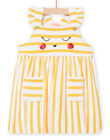 Baby girl rabbit animation yellow stripes dress NILUROB4 / 22SG09P2ROBB105