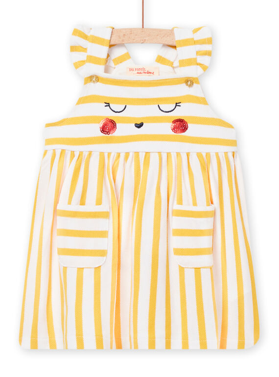 Baby girl rabbit animation yellow stripes dress NILUROB4 / 22SG09P2ROBB105