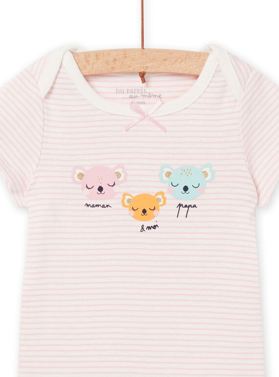 Baby girl's ecru and pink bodysuit NEFIBODFAM / 22SH13J3BDL001