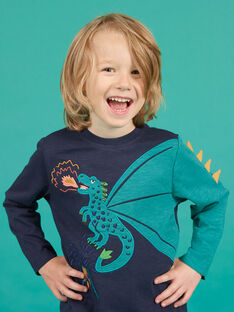 Navy blue embroidered T-shirt child boy MOTUTEE4 / 21W902K4TML705