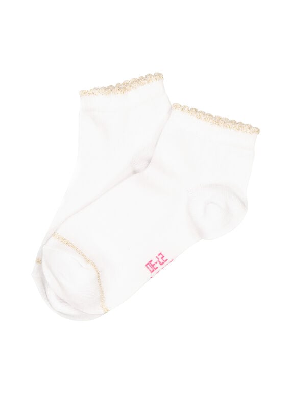 Girls' white ankle socks FYAJOCHO6A / 19SI01Y1SOQ000