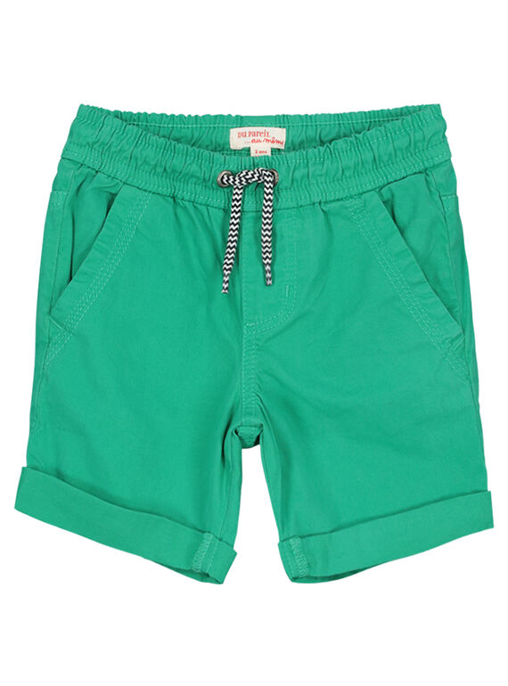 Boys' green cotton shorts FOJOBERMU1 / 19S902G1D25G619