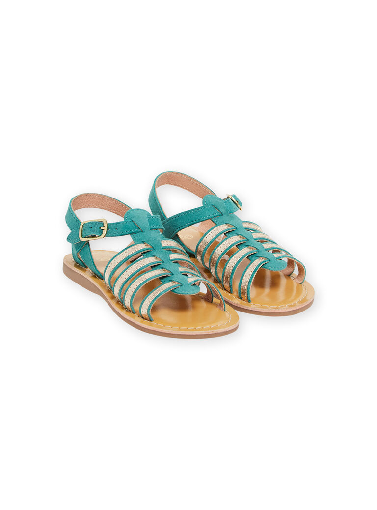 Turquoise spartan sandals child girl NASANDSEVERINE / 22KK3542D0E202