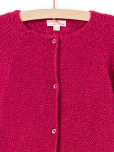 Girl's plain pink long-sleeved cardigan MAJOCAR4 / 21W90122CARD312