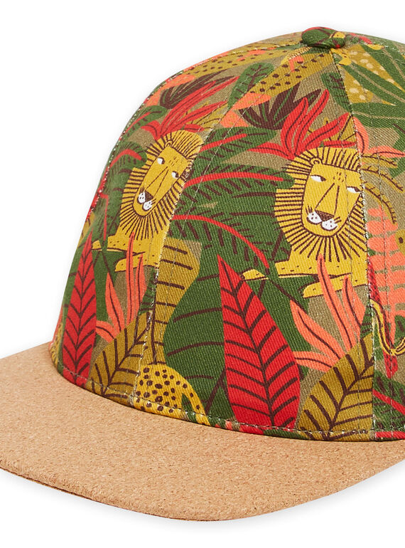 Child boy military green cap with jungle print NYOJOCAP1 / 22SI02C6CHAG631