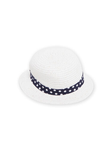 Baby girl ecru hat with polka dot bow NYISOCHA1 / 22SI09Q1CHA001