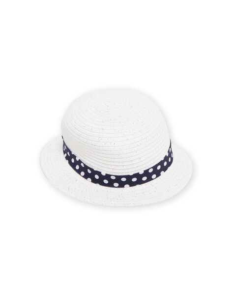 Baby girl ecru hat with polka dot bow NYISOCHA1 / 22SI09Q1CHA001