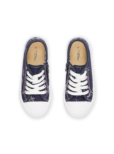 Canvas sneakers with fancy print ROTOILBLUE / 23KK3673D16070