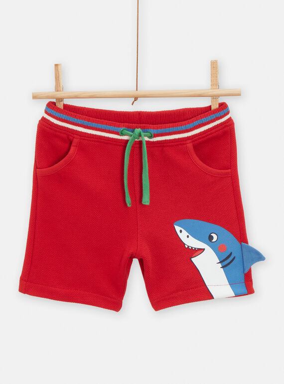 Baby boy red shorts with shark animation TUCLUBER1 / 24SG10O1BER505