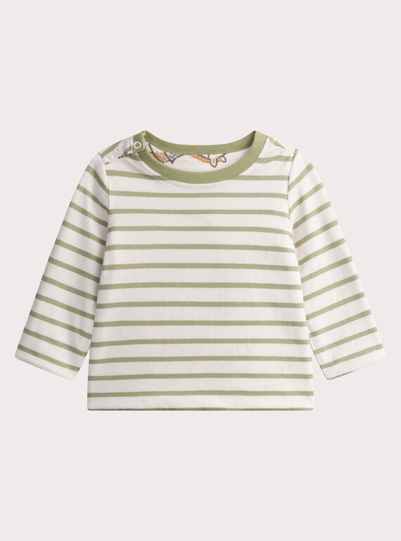 Baby boys' reversible patterned ecru T-shirt WULANTEE1 / 25SG1044TML001