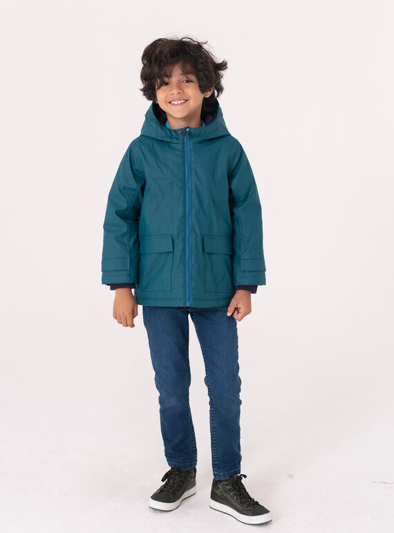 Animated green hooded rain jacket for boys  VOGROIMP / 24W902E1D59G614