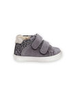 Grey glitter leather and leopard print sneakers PIBASLEO / 22XK3781D3P940