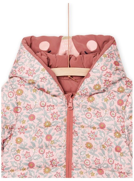 Reversible hooded jacket with plain side and floral print side PAFOXDOUNE / 22W901F3D3ED321