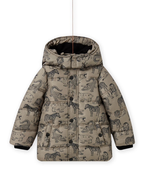 Child boy's khaki printed down jacket MOGRODOU4 / 21W90261D3E080