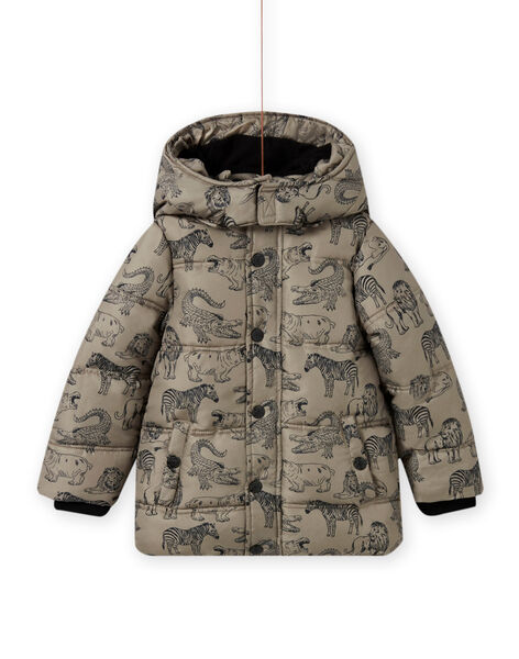 Child boy's khaki printed down jacket MOGRODOU4 / 21W90261D3E080