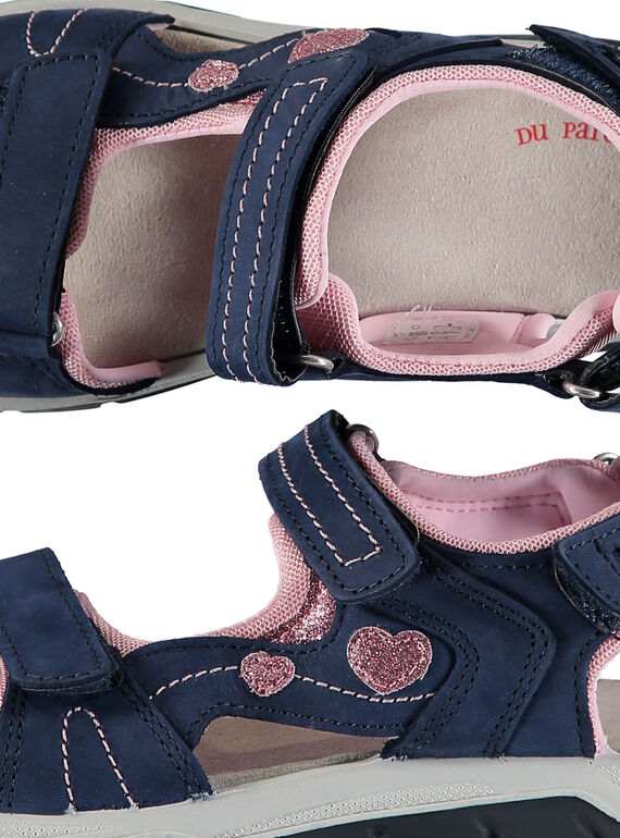 Girls' smart sandals in two fabrics FFSANDION / 19SK35K2D0E070