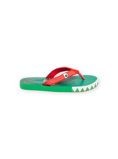 Green and red flip-flops with crocodile print child boy NOTONGCROC / 22KK3681D01050