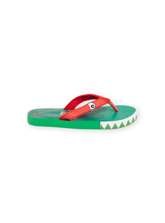 Green and red flip-flops with crocodile print child boy NOTONGCROC / 22KK3681D01050