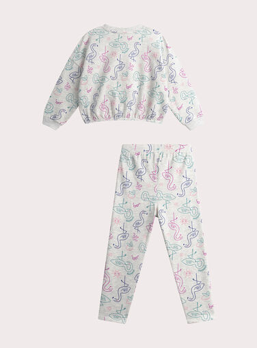 Girl's mottled grey pyjamas WEFAPYJFLA / 25SH1195PYJJ920