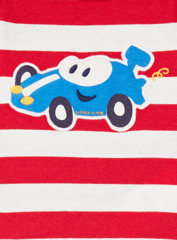Red and white striped baby boy t-shirt LUHATEE2 / 21SG10X1TMLF517