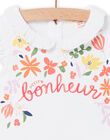 Baby girl white bodysuit with flowers and lettering NIHOBOD / 22SG09T1BOD000
