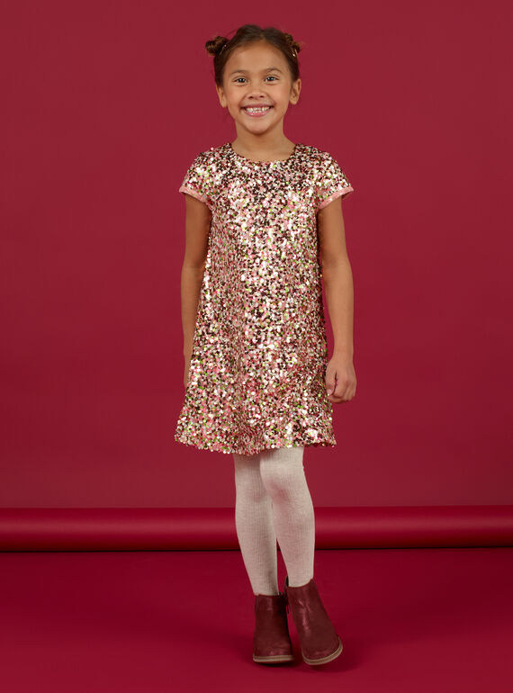 Pink dress in sequins child girl MANOROB2 / 21W901Q2ROB303