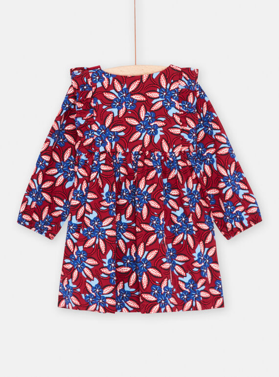 Baby girl red and blue floral print dress SIFORROB3 / 23WG09K2ROB504