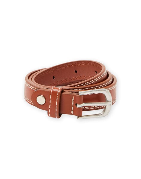 Boy's caramel belt with visible seams MYOESBELT2 / 21WI02E1CEI420