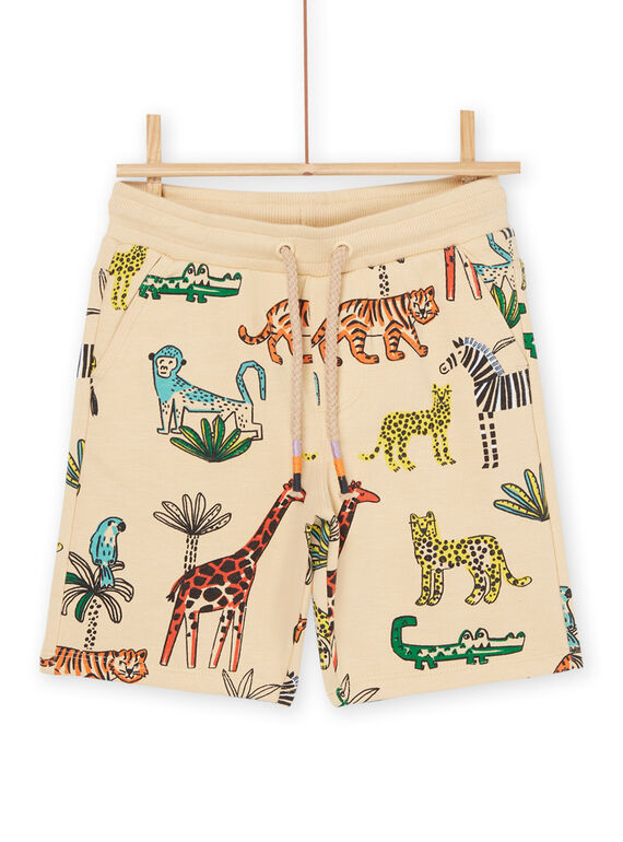 Beige Bermuda shorts with wild animal print ROJUNBER4 / 23S902U1BERA006