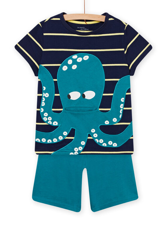 Baby boy night blue T-shirt and shorts pajama set NEGOPYCPIEU / 22SH12HCPYJ705