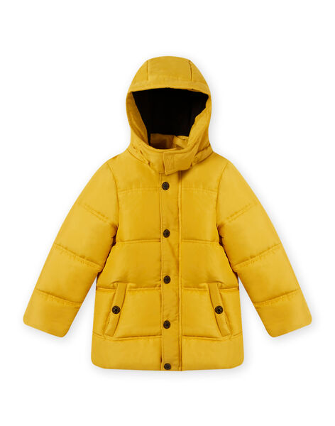 Child Boy's plain yellow hooded down jacket MOGRODOU5 / 21W90263D3E106