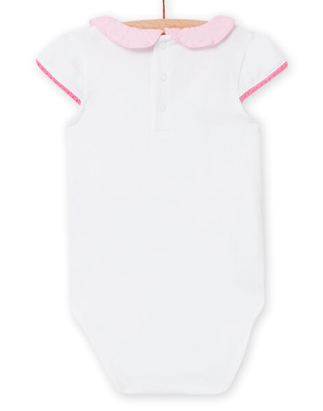 Baby girl white bodysuit with flowers NIFICBOD / 22SG09U1BOD000