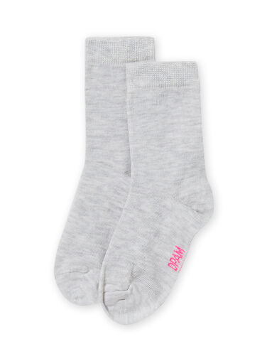 Girl's grey ribbed socks MYAESCHO2 / 21WI01E9SOQ943