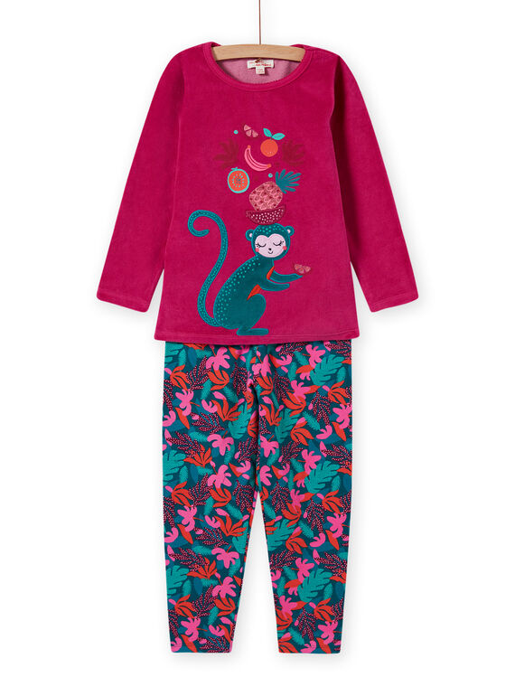Baby girl's tropical printed velvet pajama set T-shirt and pants MEFAPYJMON / 21WH1183PYJD312