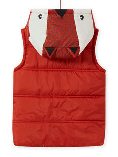 Boy's sleeveless hooded jacket with fox print MOGRODOU2 / 21W90251BLOE402