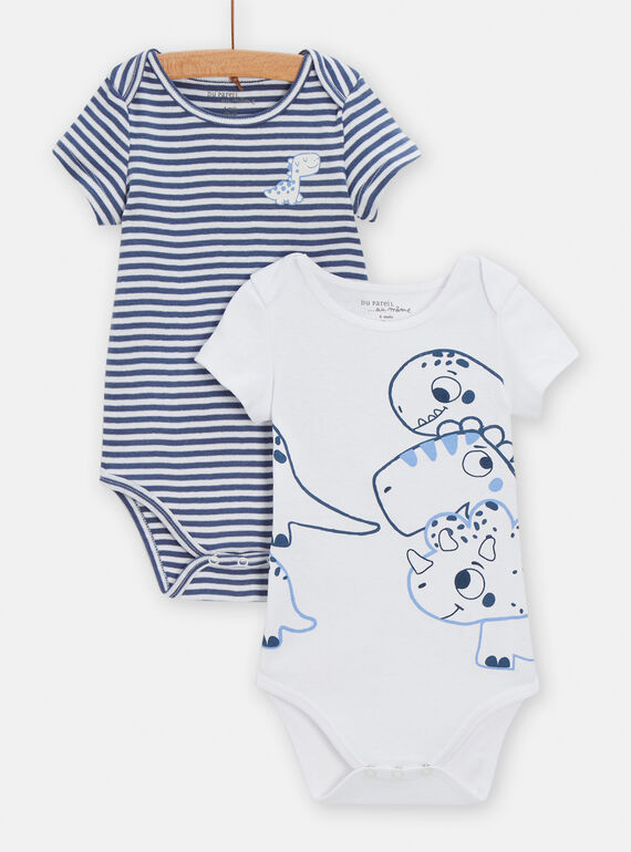 Set of 2 baby boy navy blue and white bodysuits TEGABODIN / 24SH1473BOD000