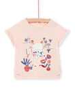 Pink T-shirt with baby girl fantasy animation NISANTI1 / 22SG09S2TMC307