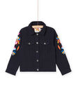 Black denim jacket with embroidered sleeves RAJUNVEST / 23S901U1VESC243
